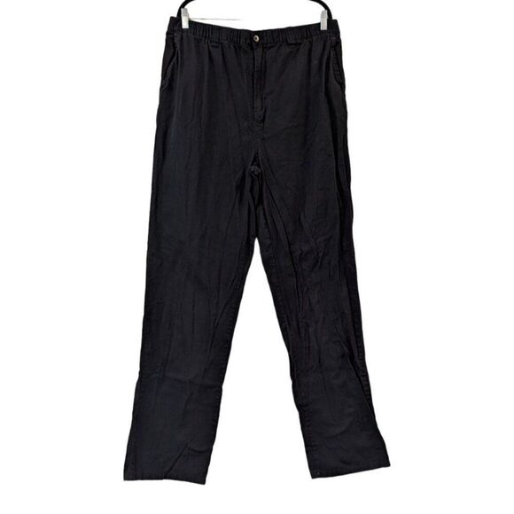 Kingsize Mens L 40 Tall Black Pants Cotton Solid Pockets Button Zip Stretch - Picture 1 of 9